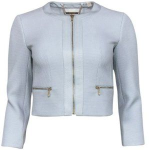 Ted Baker - Powder Blue Grid Te129 - textured Zip-Up Jacket Size 0